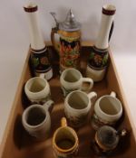 Pair German retro jugs, tankards etc in one box Condition Report <a href='//www.