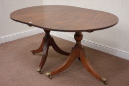 Regency style mahogany twin pedestal dining table on, W153cm, D107cm,