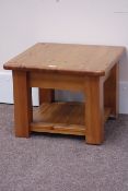 Pine two tier lamp table with drawer, 62cm x 62cm,