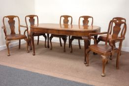 Set of six Queen Ann style walnut dining chairs (4+2) & a similar rectangular dining table, W180cm,