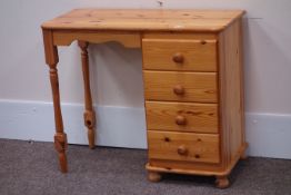 Pine pedestal desk/dressing table, W88cm, H73cm,