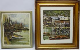 'Danish Fishing Port' and Polperro Cornwall, two watercolours signed H Foster max 29.5 x 24.