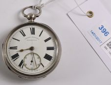 Victorian silver key wound pocket watch signed Gregory Marshall no 88310 Rotherham,