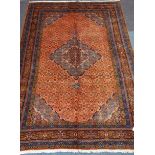 Persian Bijar, rust ground rug carpet,