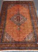 Persian Bijar, rust ground rug carpet,