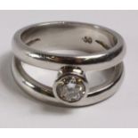 Platinum set single stone diamond split shank ring hallmarked (diamond 0.5 carat) approx 12.