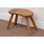 Acornman four legged oak stool with kidney shaped top, W43cm, D25cm,