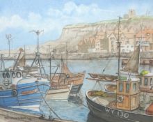 'Fishing Boats at Whitby', watercolour signed and dated D J Nicholson 74,