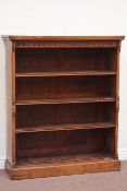 Late Victorian pollard oak open bookcase fitted with three adjustable shelves, W110cm, D37cm,