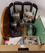Spode Imari jug, Picquot three piece tea service and tray, oriental screen,