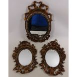 Pair of small Venetian style wall mirrors and another oval mirror Condition Report