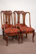 Set four early 20th century walnut chairs with upholstered seats Condition Report