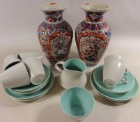 Pair of Imari pattern vases and Poole pottery teaware Condition Report <a