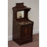 Early 20th century Inlaid mahogany purdonium, H96cm, W39cm,