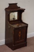 Early 20th century Inlaid mahogany purdonium, H96cm, W39cm,