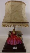 Royal Doulton 'sweet and twenty' figural table lamp set on a wood plinth Condition