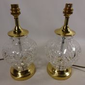 Pair of cut glass and brass table lamps (This item is PAT tested - 5 day warranty from date of