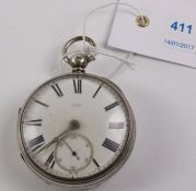 Victorian silver key wound pocket watch by Jno' Daykin Skipton no 4268,