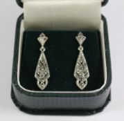 Pair of marcasite pendant ear-rings stamped 925 Condition Report <a href='//www.