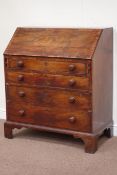 Early 19th century inlaid mahogany bureau, four graduating drawers, fitted interior, bracket feet,