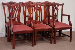 Set six (4+2) Chippendale style dining chairs with drop in seats and square supports (6)