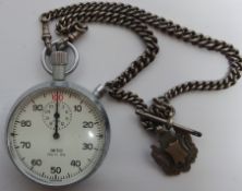 Smiths chromium plated pocket watch with hallmarked silver tapering curb chain