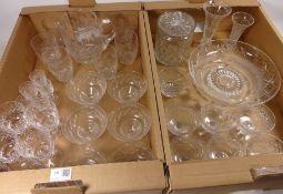 Stuart cut glass jug and six matching tumblers, other sets of Stuart cut crystal glasses, bowl,