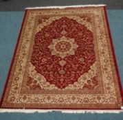 Red ground Keshan pattern carpet 280 x 200cm Condition Report <a href='//www.