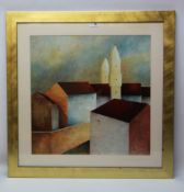 Modern Buildings, colour print after S Silvo,