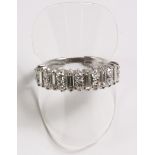 18ct white gold diamond half eternity ring with baguette and brilliant cut diamonds