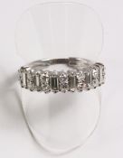 18ct white gold diamond half eternity ring with baguette and brilliant cut diamonds