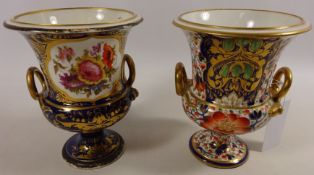 Two Early 19th Century Derby Campana vases,