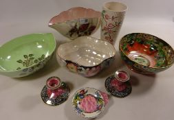Maling ware 'Daisy' pattern bowl, vases,