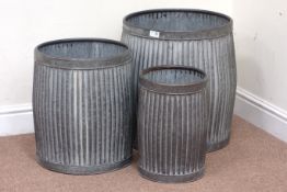 Three galvanized metal graduating dolly tub type planters Condition Report <a
