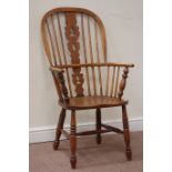 19th century elm and ash stick and splat back Windsor armchair Condition Report