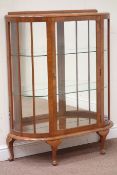 Early 20th century walnut display cabinet, on cabriole legs, W92cm, D32cm,
