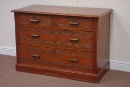 Edwardian walnut chest fitted with two short and two long drawers, W111cm, D54cm,