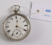 Victorian silver key wound pocket watch signed C Macdonald Carnforth no 20219,