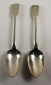 Pair George IV table spoons, fiddle pattern by George Piercy London 1820 & 1821 approx 4.