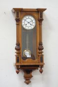 Early 20th century walnut Vienna wall clock,
