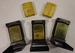 Five brass Zippo lighters Condition Report <a href='//www.davidduggleby.