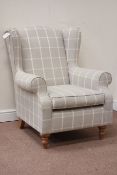 Next wing back armchair upholstered in grey check Condition Report <a