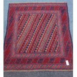 Tribal gazak red and blue rug, 112cm x 125cm Condition Report <a href='//www.