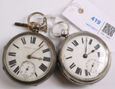 Edwardian silver key wound pocket watch by The Lancashire Watch Co Chester 1902 and Victorian