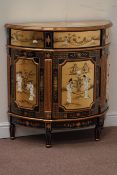 Chinese bow front side cabinet Shibayama decorated with figures, W87cm, D42cm,