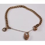 Rose gold curb chain bracelet the lock stamped 375 approx 7gm Condition Report