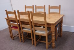 Rectangular pine dining table (180cm x 91cm, H77cm),