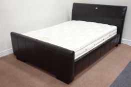 4' 6" double bedstead with leather head & footboards Hypnos mattress Condition Report
