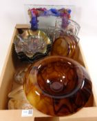 Early 20th Century smoky glass bowl, carnival glass bowls,