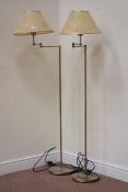 Pair modern brushed metal adjustable standard lamps with shades (2) (This item is PAT tested - 5